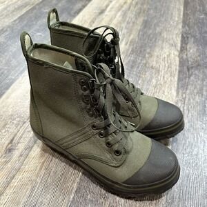 Cabelas Boots Womens 6M Cordura Lug Wade Steel Shank Lace Up Combat Green Canvas